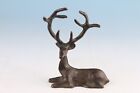 Lucky Chinese bronze handmade deer statue collectable tea pet hand piece