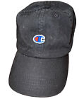 CHAMPION Embroidered Logo Dad Hat Baseball Ball Cap ADJUSTABLE black Relaxed Fit