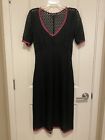 Betsey Johnson Vintage Black Lace Dress With Pink Trim L