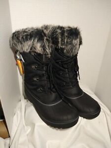 ALEADER Women's Waterproof Winter Snow Boots, Black, Size 9 Vegan Fation Boots