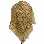 BURBERRYS CHECK BEIGE HAND ROLLED SQUARE silk scarf 29 in  #A51