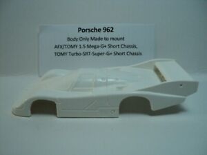 HO Slot Car Resin Body Porsche 962 White AFX TOMY Mega-G+ 1.5 Short wide Body