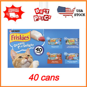 Friskies Oceans of Delight wet Cat Food Variety Pack, 5.5 oz., Count of 40