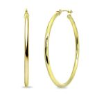 10K Yellow Gold 2mm Thin Round Hoop Earrings, 35mm