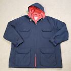 Vintage Woolrich Chore Parka Jacket Coat Mens XL Blue Long Made in USA Lined