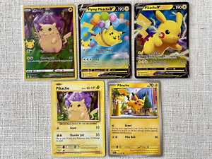 5x Pikachu Card LOT - Pokemon TCG - Assorted Lots - Pikachu V - Ultra Rare