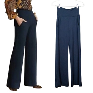 CABI Navy Blue Chance Wide Leg Pull-On Pants High-Rise Pockets #5501R Women's XS
