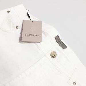 Corneliani NWT 5 Pocket Jean Cut Pants Size 36 US In Solid White Cotton Blend