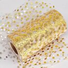 Glitter Tulle Fabric Rolls with Gold Polka Dots Tulle Ribbon Sparkle Sequin M...