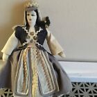 Vintage costume  Greek girl   Coins Breast Painted face cloth body  doll 7” G34m