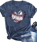 New Baseball Women’s T Shirt Graphic Tee Heart Size L - Soft Material