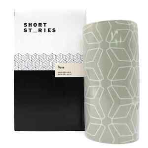 NEW Short St_ories Vase Modern Geometric Gray Ceramic Small 7.68 High