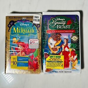 New ListingVHS Lot of 2 Clamshell Disney - Little Mermaid - Beauty and The Beast Christmas