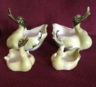 Vintage Hull Pottery Swan Duck Planters Candy Bowl USA Green SET OF 4 !