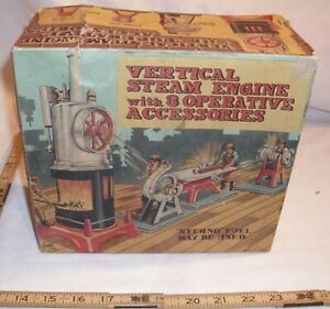 MARX VERTICAL STEAM ENGINE WITH ACCESSORIES TIN TOY BOX ONLY 1950s
