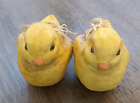 Vintage BETHANY LOWE Easter Yellow Spring Chicks Paper Mache Mini Baskets Signed