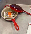 Le Creuset Cast Iron Multifunction 2 In 1 Pan Skillet 2.5 Qt Cherise Red FRANCE