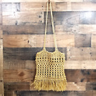 Vintage Boho Crocheted Rope Fiber Market Beach Shop Bag Tote