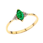 Unique Lab Created Emerald Promise/Proposal Ring in Yellow Gold