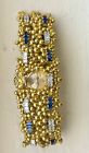 Fancy Ladies Omega Watch Diamond & Sapphire 18K Gold Popcorn Style 100 Grams