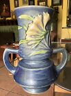 Vintage Roseville Pottery Freesia Vase , Blue