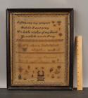 Antique 19thC Mary Batchelor 1856 Alphabet Folk Art Prayer Needlepoint Sampler