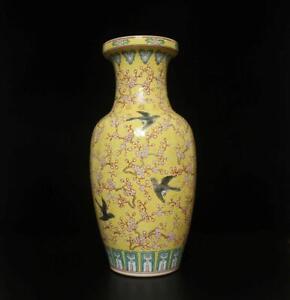 Old Chinese Famille Rose Vase W/bird Yongqingchangchun 45CM