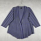 Torrid Womens Plus Size 3X Blue Grey Stripe Knit Cardigan Sweater Open Front