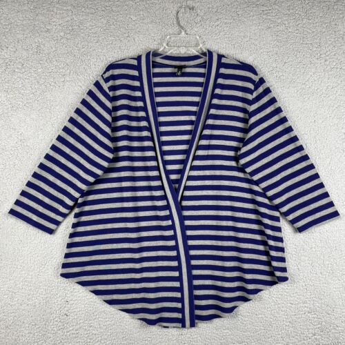 Torrid Womens Plus Size 3X Blue Grey Stripe Knit Cardigan Sweater Open Front
