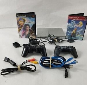 New ListingSony PlayStation 2 PS2 Slim Silver SCPH-90001 Console Bundle