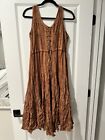 Scully Dress Womens Large Brown Lace Up Embroidered Jacquard Western Boho Rodeo