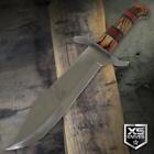 SURVIVAL Hunting Tactical BOWIE Wood Handle Fixed Blade FULL TANG Knife + Sheath