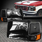 FOR 92-96 FORD F150 F250 F350 BLACK HOUSING AMBER CORNER HEADLIGHT BUMPER LAMPS (For: 1996 Ford F-150)