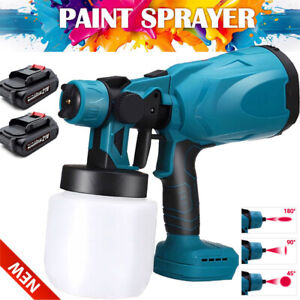 High Pressure Cordless Paint Sprayer Electric Airless HVLP Spray Gun +w/2Battery