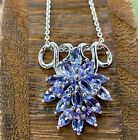 2.15ct Real Blue Tanzanite Marquise Sterling Silver 20” Floral Pendant Necklace