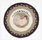 2 Braided Jute Round Placemat/Trivet/Swatch. FARMHOUSE CHICKEN. Earth Rugs.10