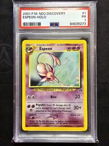 PSA 1 Espeon 1/75 - 2001 Neo Discovery Unlimited Holo Rare Graded Pokemon Card