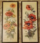 2 Vtg Robert Laessig ANA Pop Art Flowers Floral Retro Orange Yellow 15x6 inches
