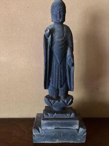 BUDDHA AMIDA NYORAI AMITABHA Large Wooden Statue 21.6in 18TH C EDO Japan Antique