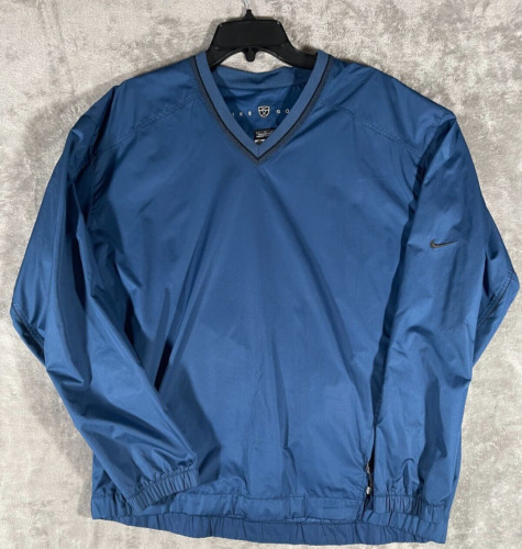 Nike Golf Men's Clima Fit V Neck Long Sleeve Pocket Pullover Windbreaker L Blue