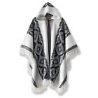 Lightweight BABY ALPACA Wool Hooded Fringed Poncho Pullover UNISEX Handmade