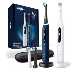 Oral-B iO Series 7 Electric Toothbrush, Sapphire Blue and White Alabaster 2 Pack