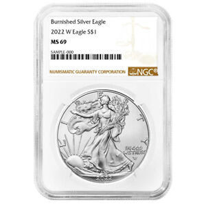 2022-W Burnished $1 American Silver Eagle NGC MS69 Brown Label