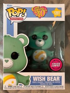 Funko Pop! Care Bears 40th Anniversary Chase Wish Bear 1207 Green Flocked Figure