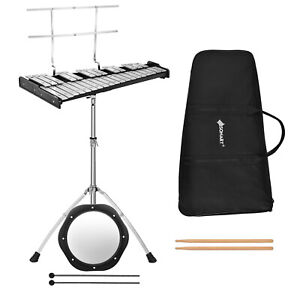 Costway 32 Note Glockenspiel Xylophone Percussion Bell Kit w/ Adjustable Stand