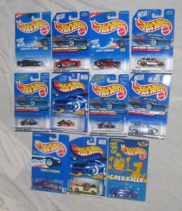 Lot of 11 NEW 1991 - 2000 Mattel Hot Wheels Cars - 1 Dupe - SEALED  MINT ON CARD