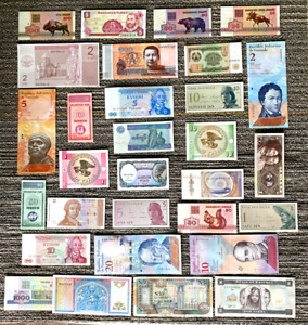 30 DIFFERENT Banknotes UNC Crisp Currency Foreign World Paper Money