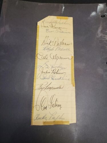 VINTAGE BROOKLYN DODGERS AUTO SIGNED PAPER W/JACKIE ROBINSON/HODGES+10 OTHERS