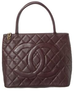 Chanel Brown Quilted Caviar Leather Medallion Tote (Authentic Pre-Owned) Women's
