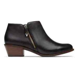 Vionic Jolene Ankle Leather Block Bootie Black Size 7.5